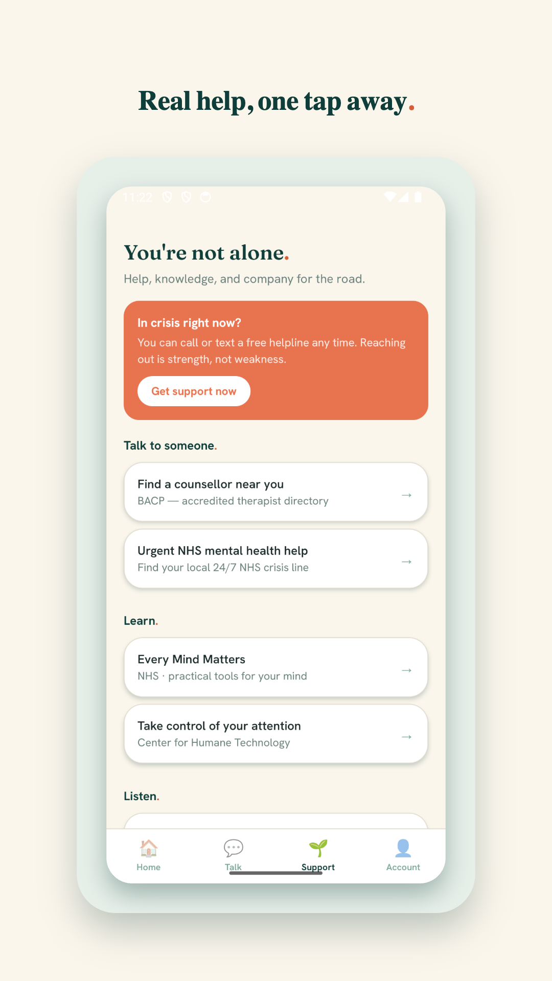 The support library with help and resources.